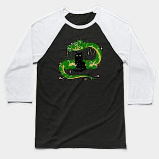 Funny cat and green dragon Baseball T-Shirt